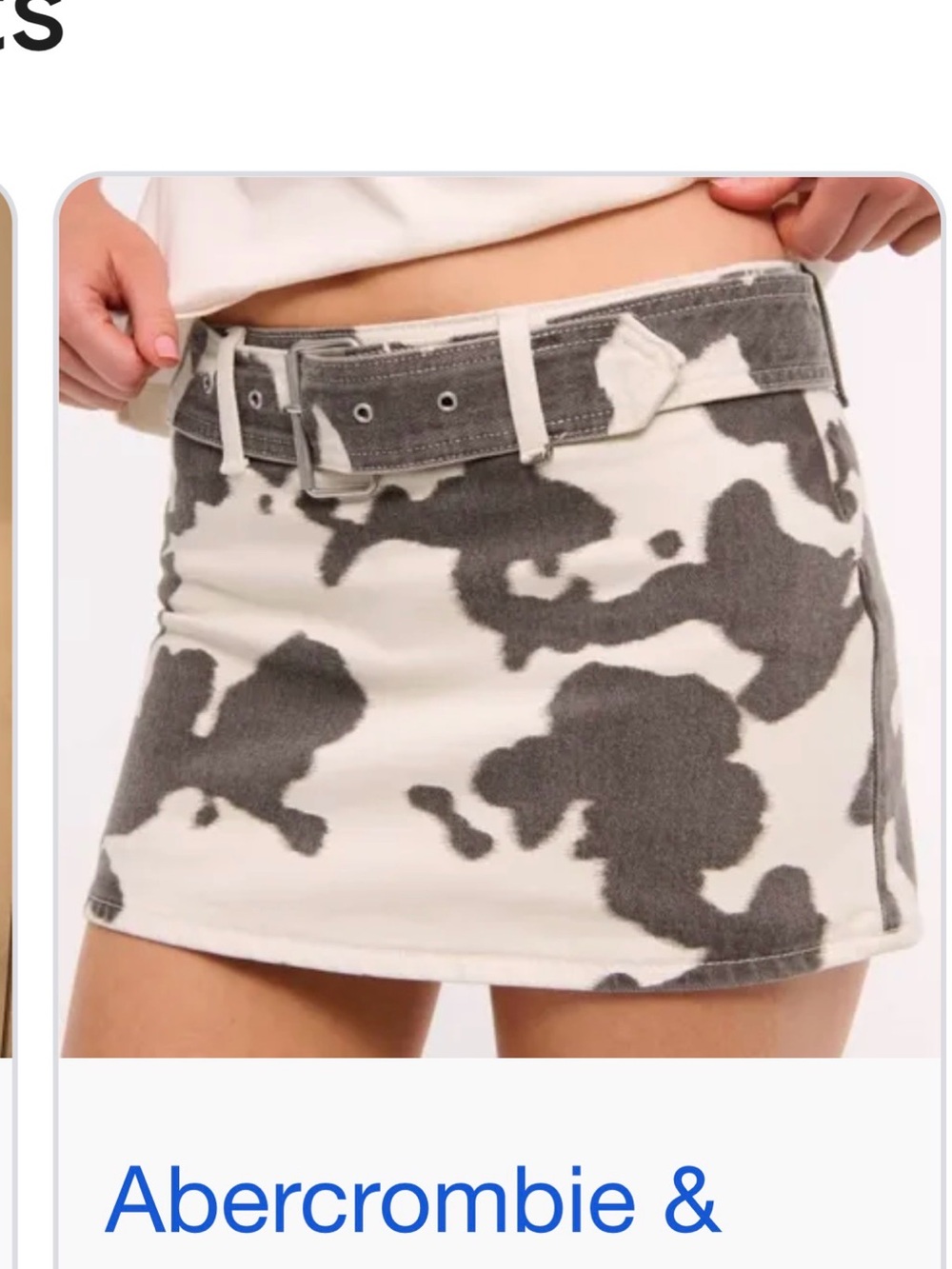Abercrombie & Fitch Cow-Print Mini Skirt with Matching Belt